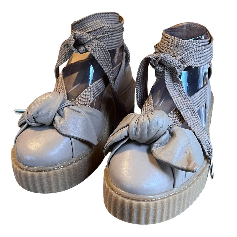 Puma Fenty‎ by Rihanna Creeper Bow Sandal Beige Leather Platform 365794-03 US 8